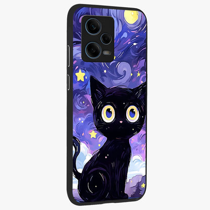 Abstract Cat Art Glass Case upright view showcasing creative feline illustration and aesthetic artistic style.