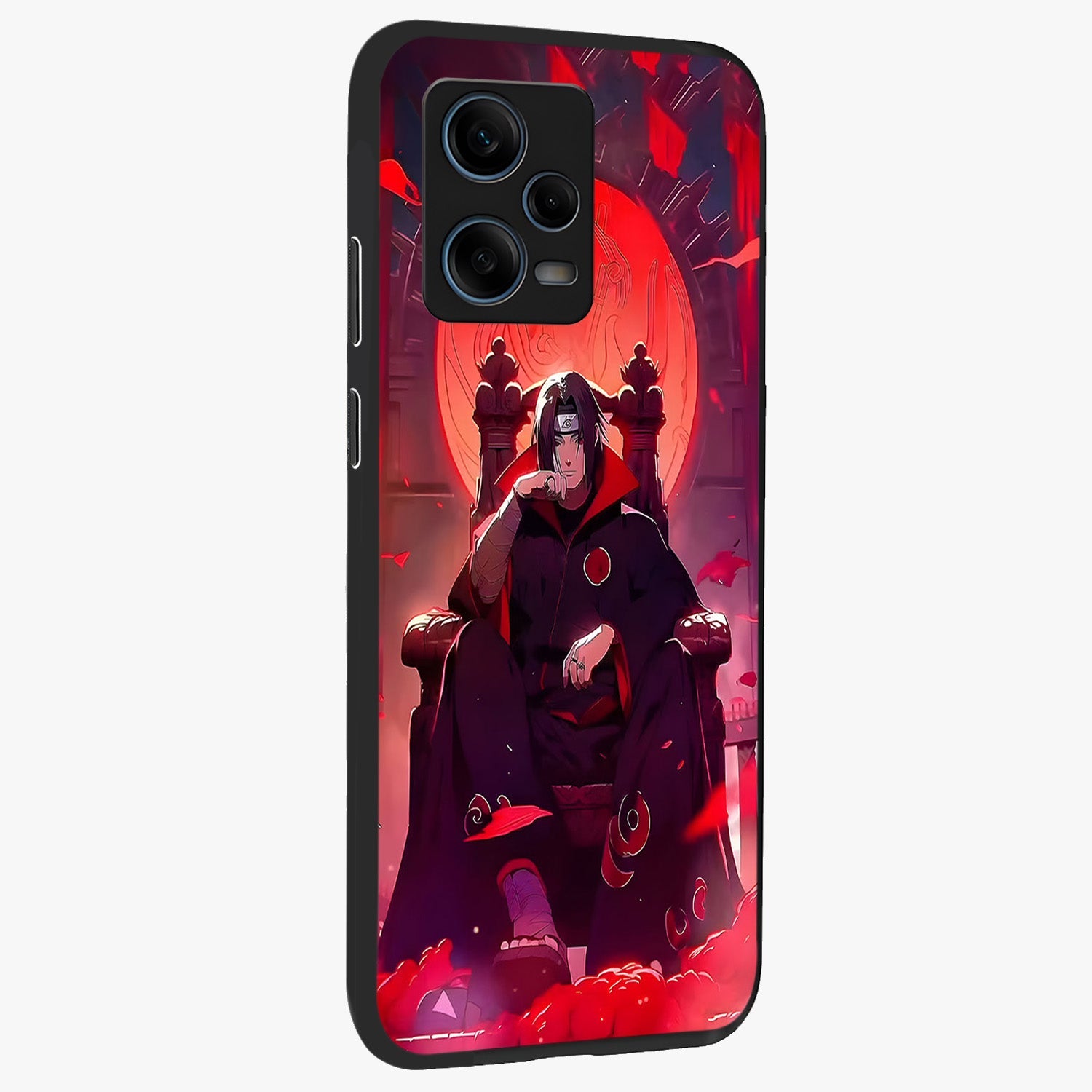 Blood Moon Sovereign Glass Case upright view showcasing powerful moon inspired artwork with cosmic aesthetic style.