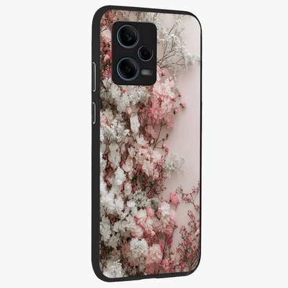 Blush Blossom Cloud Glass Case upright view showcasing calm floral cloud artwork with gentle dreamy theme.