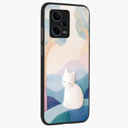Cotton Dream Cat Glass Case upright view showcasing charming cat artwork with cozy dreamy theme.