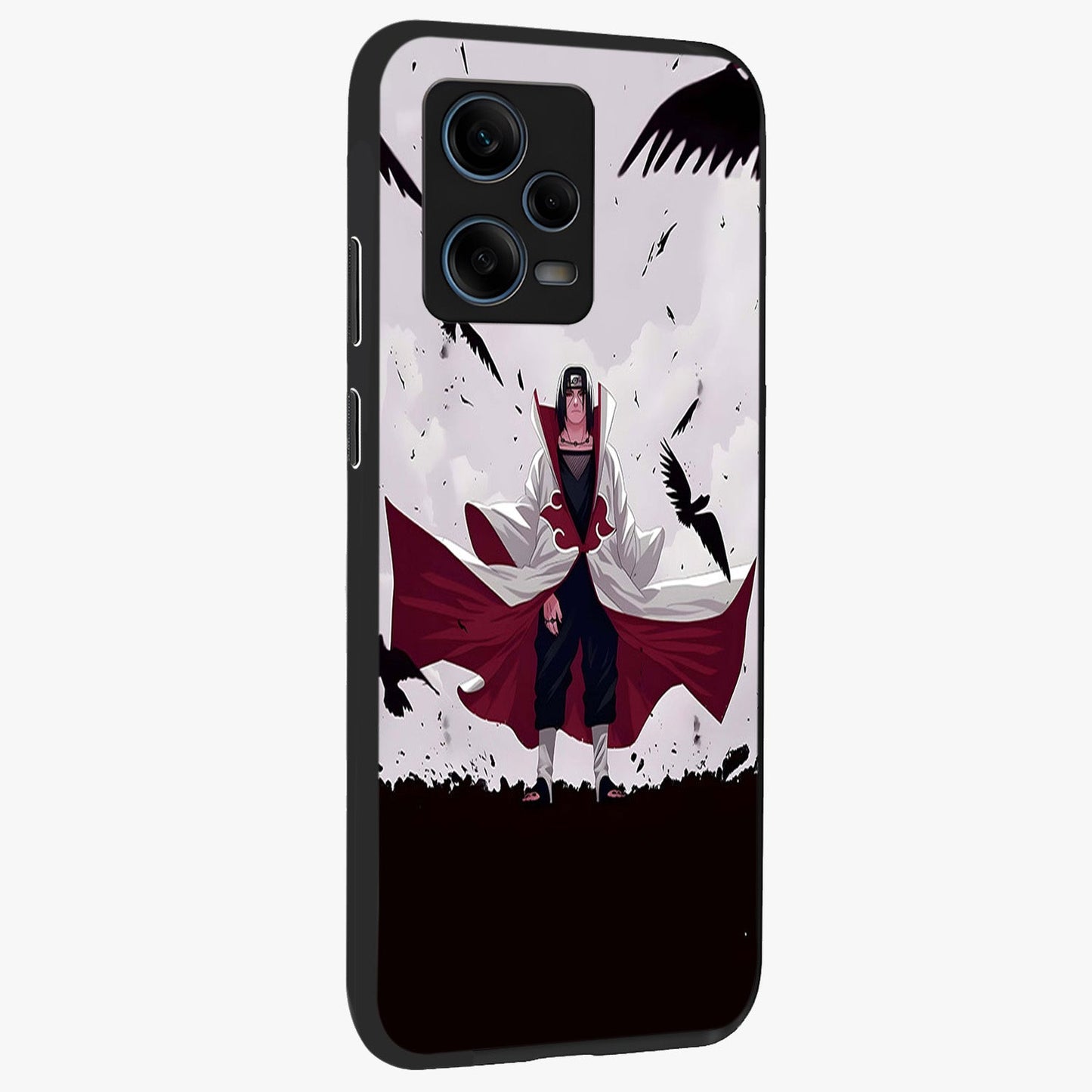 Crimson Crow Ascension Glass Case upright view showcasing dramatic crow artwork with bold gothic theme.