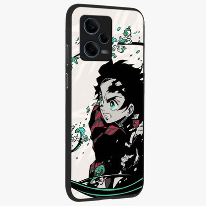 Demon Slayer Glass Case upright view showcasing powerful anime artwork with intense warrior theme.
