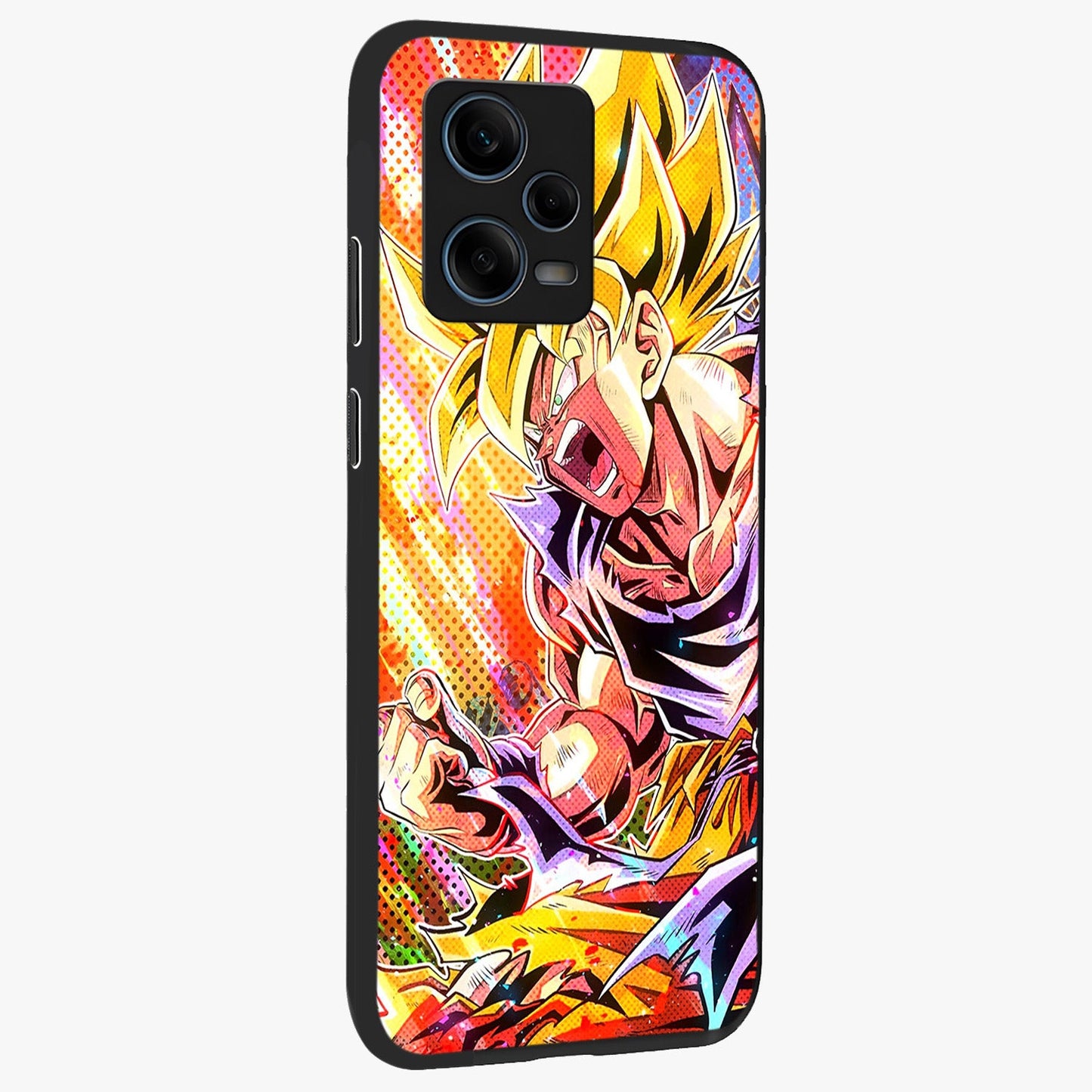 Firing Goku Glass Case upright view showcasing energetic anime artwork with bold warrior theme.
