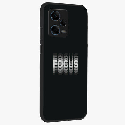 Focus Mode On Glass Case upright view showcasing strong typography statement with sleek motivational theme.