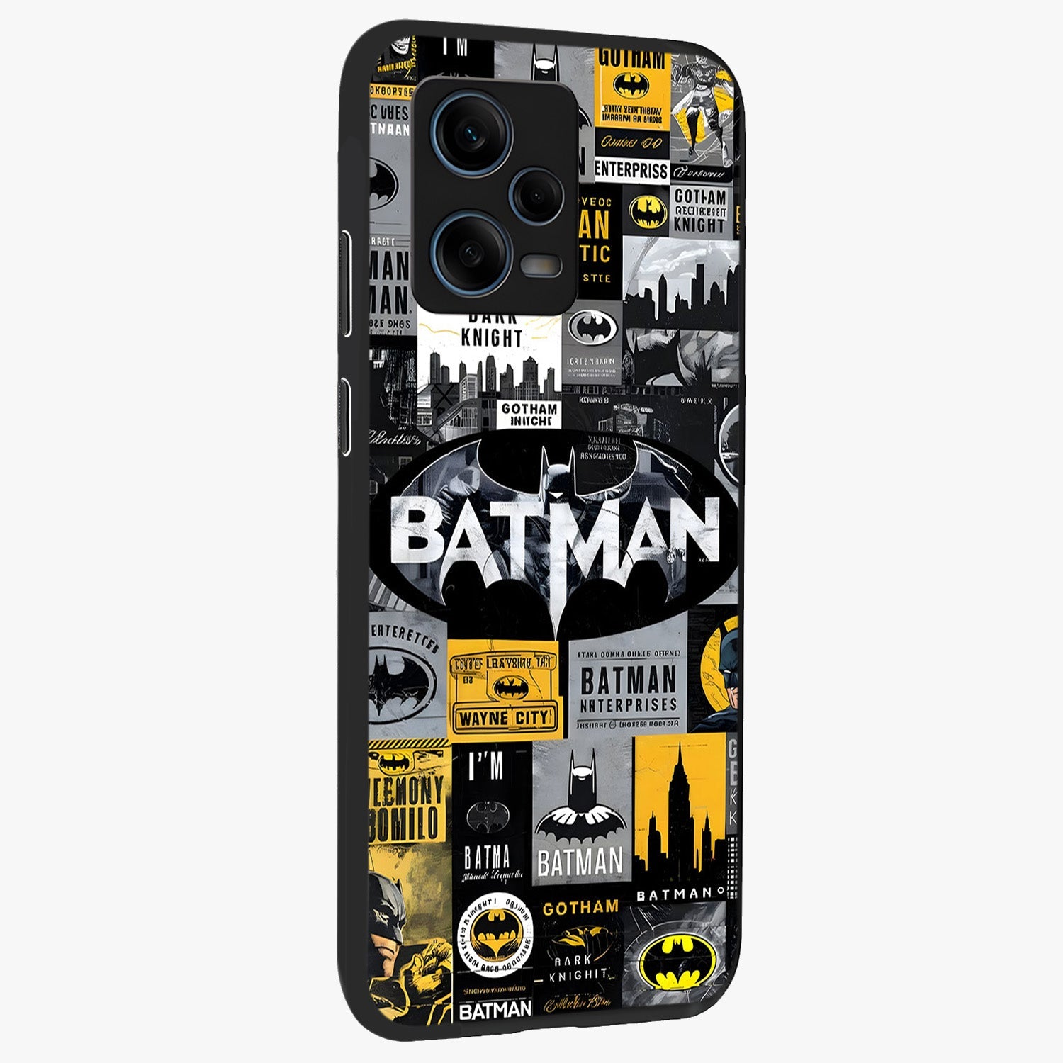 Knight Gotham Rise Glass Case upright view showcasing bold vigilante themed artwork with gothic city vibe.