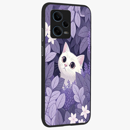 Lilac Hide Peek Cat Glass Case upright view showcasing charming cat artwork with adorable peek theme.