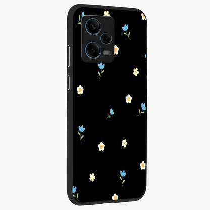 Minimal Petal Whispers Glass Case upright view showcasing elegant floral artwork with modern minimalist style.