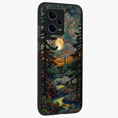Moonlight Forest Dream Glass Case upright view showcasing magical forest artwork with calm night theme.
