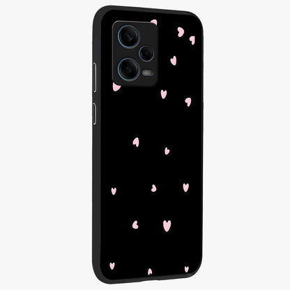 Pink Love Drops Glass Case upright view showcasing charming heart drop artwork with romantic playful theme.