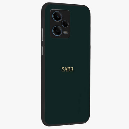 Sabr Minimal Patience Glass Case upright view showcasing calm minimalist artwork with motivational patience theme.