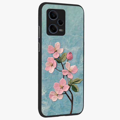 Threaded Blossom Breeze Glass Case upright view showcasing graceful flower artwork with calm botanical theme.