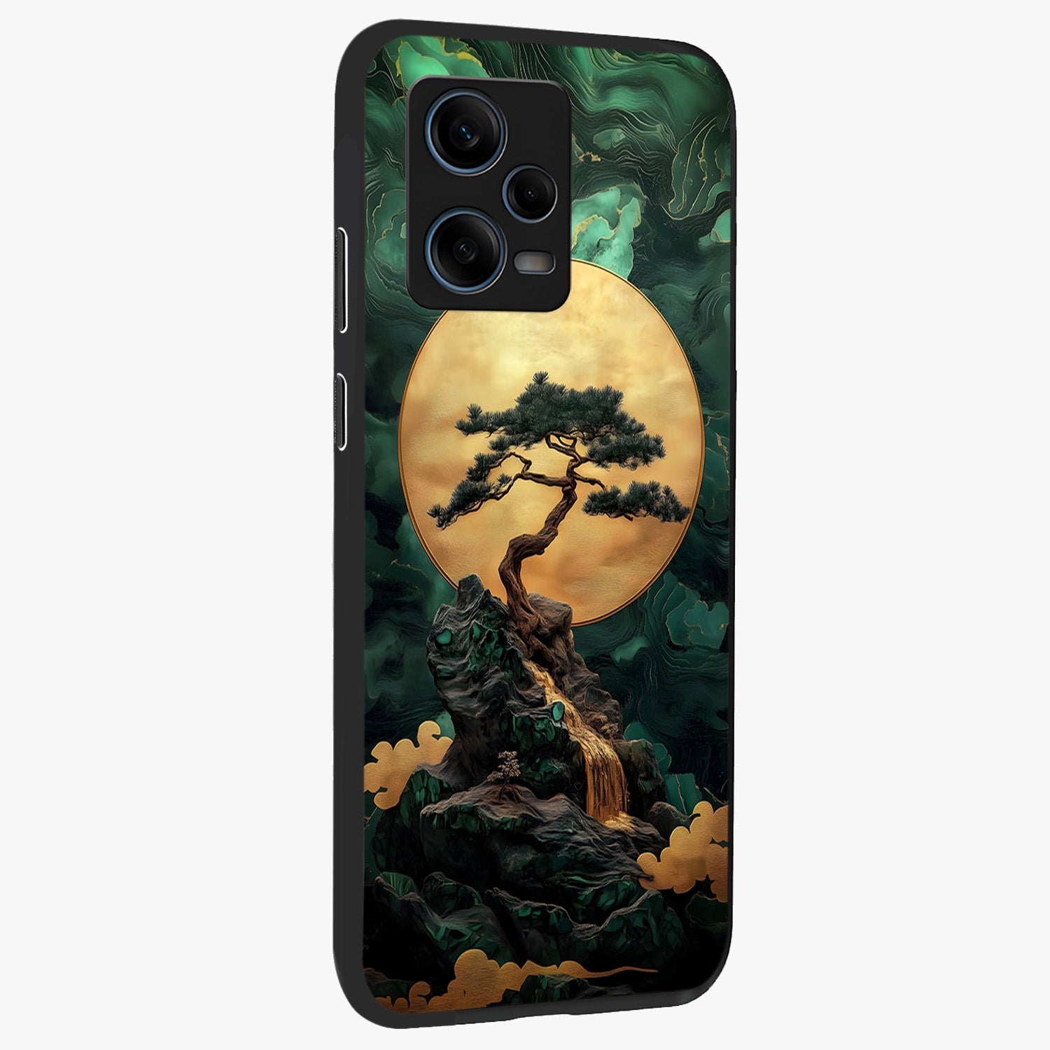 Zen Moon Rise Glass Case upright view showcasing serene moon artwork with tranquil night theme.