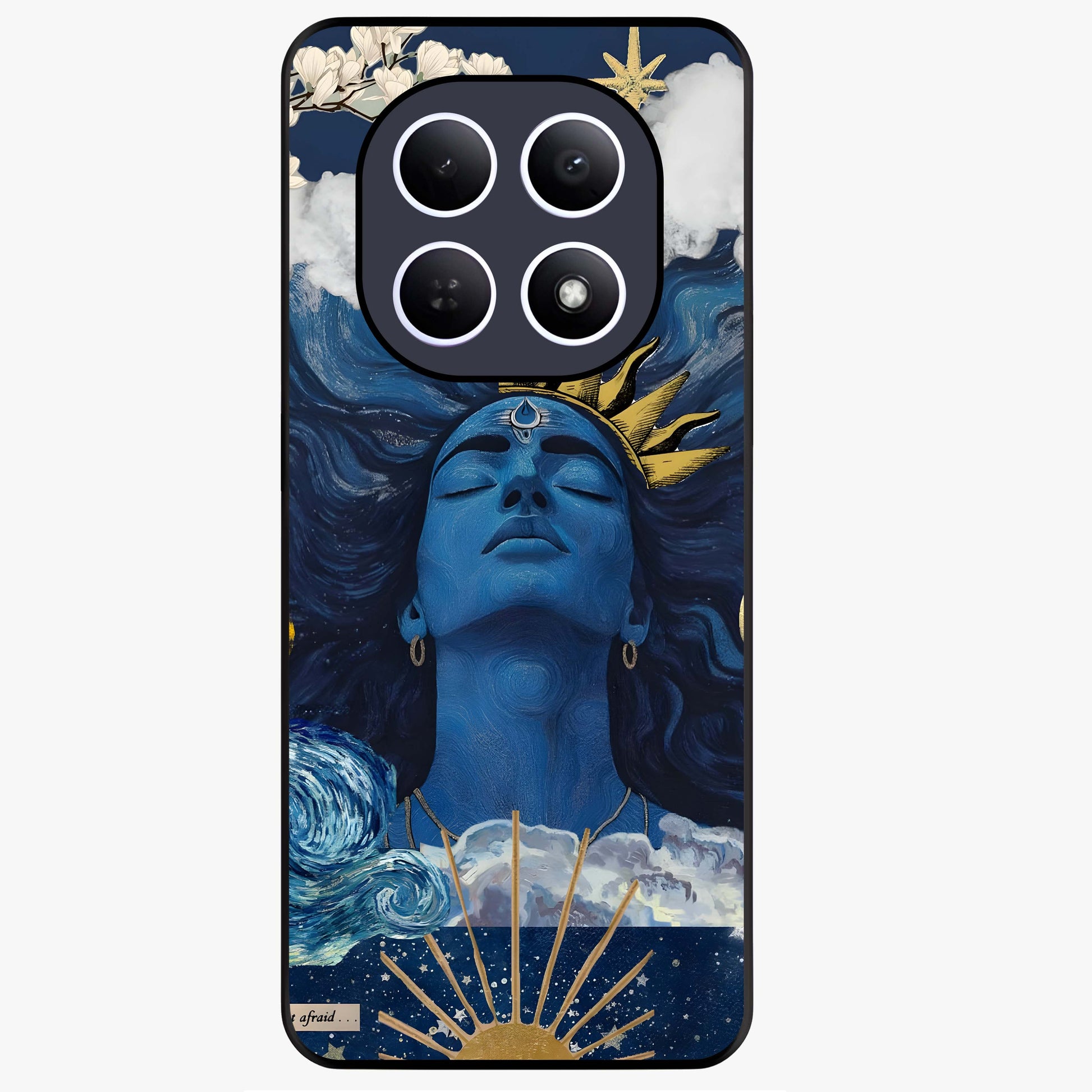 Aesthetic Lord Shiva Glass Case showing flat back view with divine Shiva artwork and glossy glass finish.