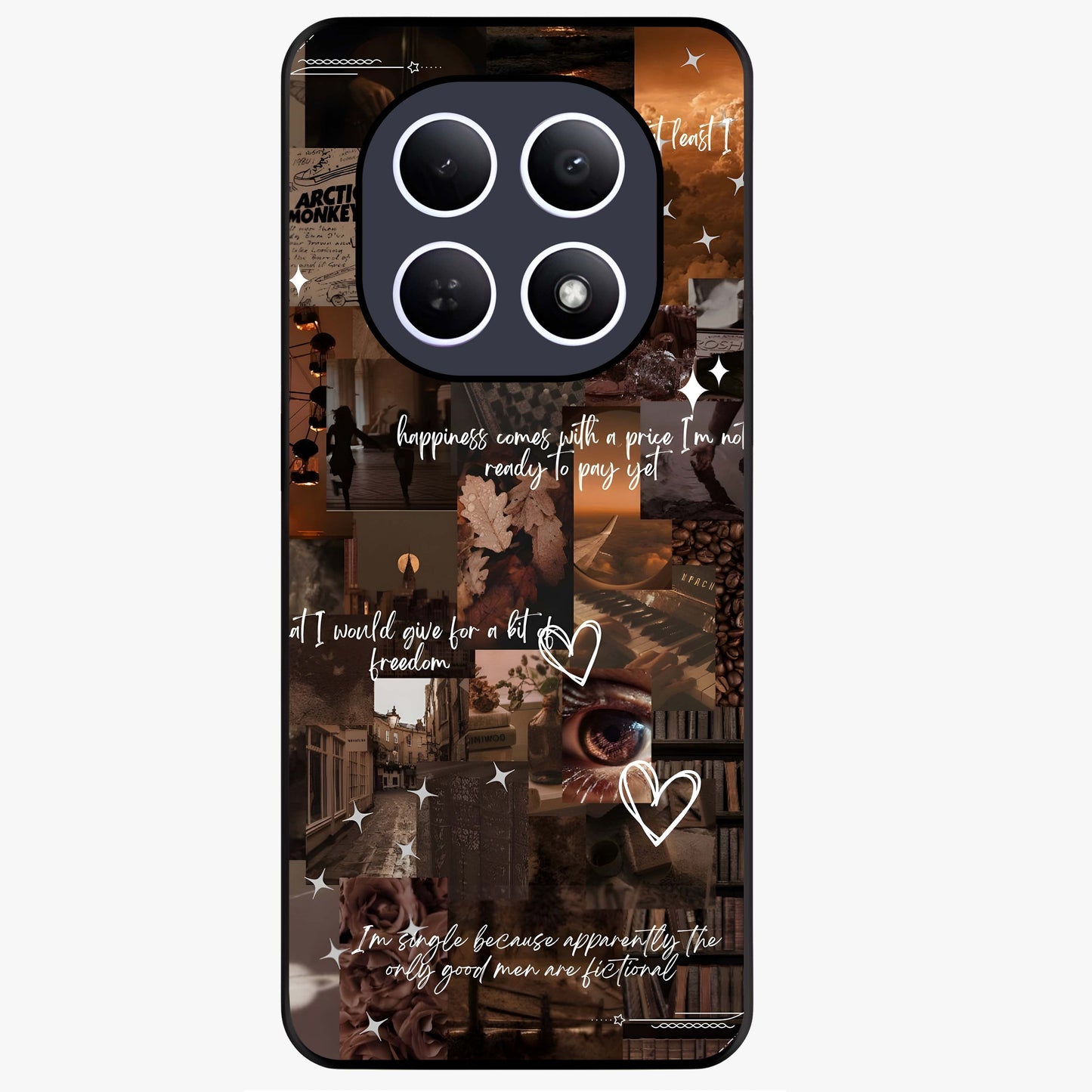 Bittersweet Aesthetic Chaos Glass Case showing flat back view with artistic chaotic aesthetic design and glossy glass finish.