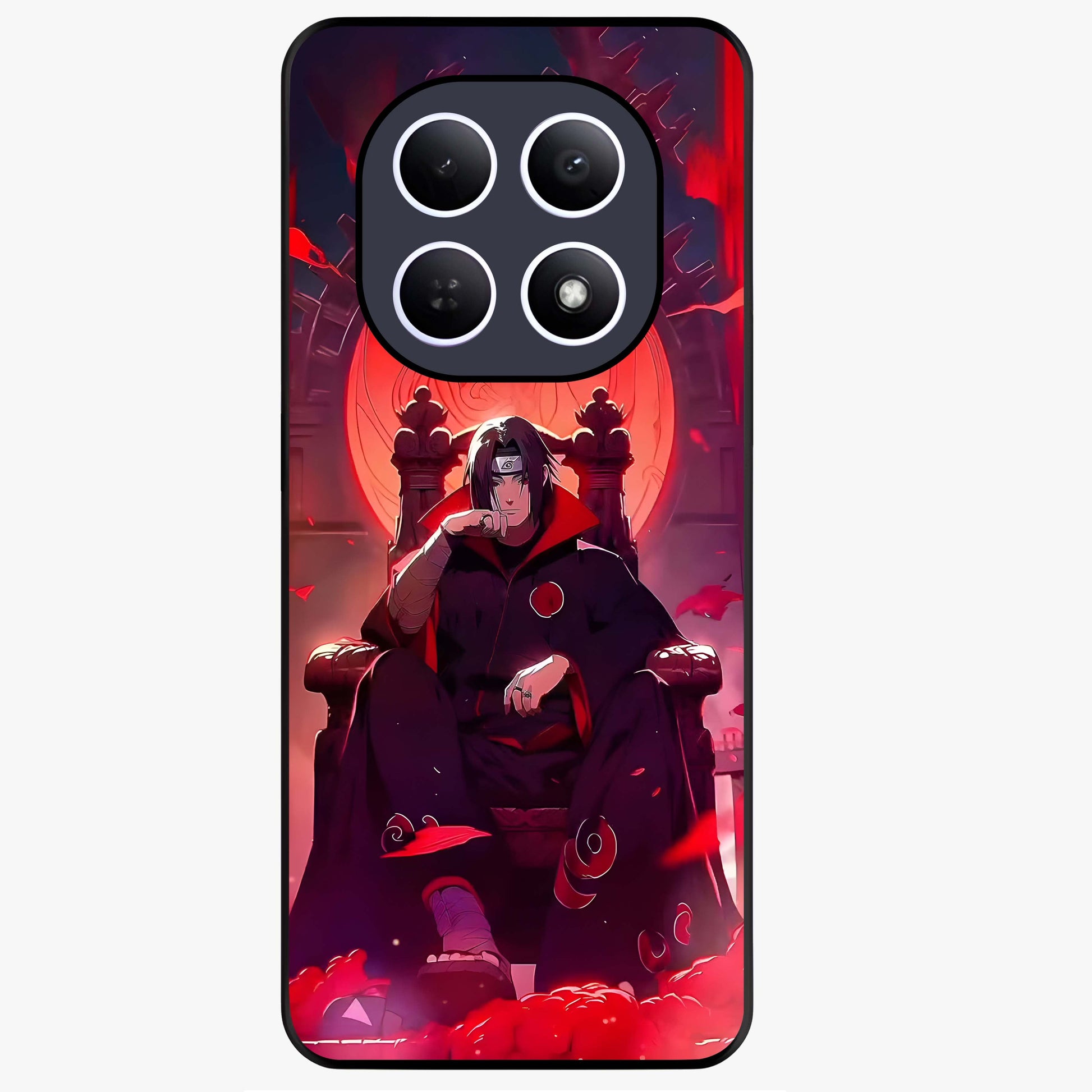Blood Moon Sovereign Glass Case showing flat back view with mystical blood moon artwork and glossy glass finish.