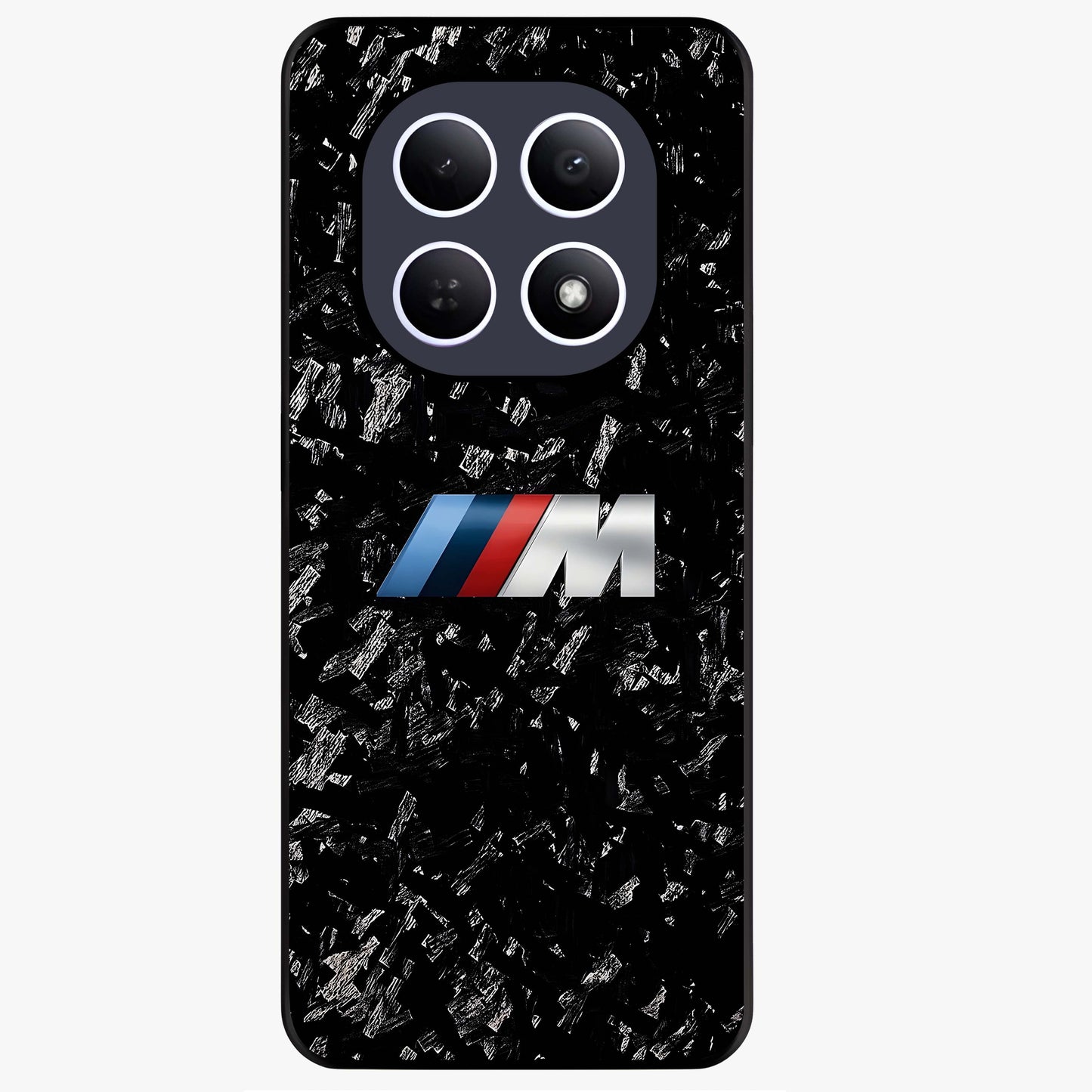 Carbon Speed Mark Glass Case showing flat back view with sporty carbon pattern artwork and glossy glass finish.