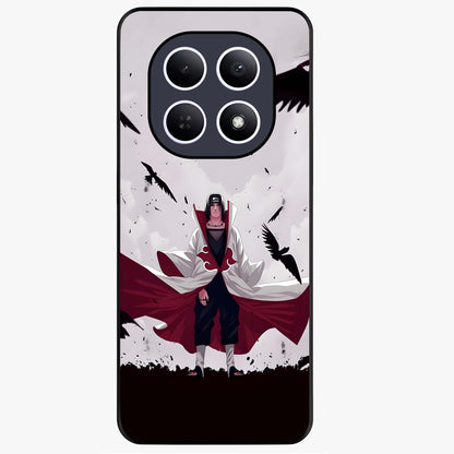 Crimson Crow Ascension Glass Case showing flat back view with mystical crow artwork and glossy glass finish.
