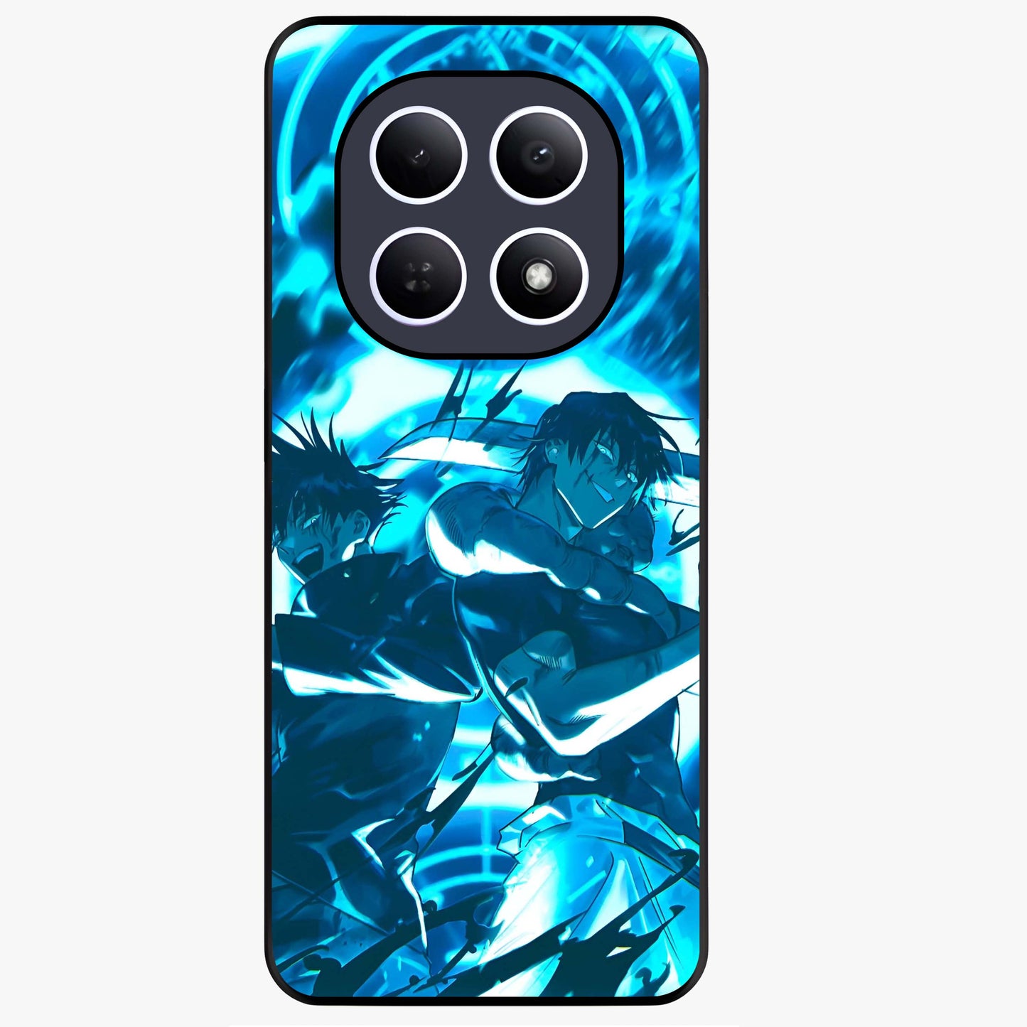 Cursed Energy Clash Glass Case showing flat back view with intense cursed energy artwork and glossy glass finish.