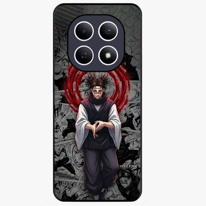 Cursed Ritual Ascension Glass Case showing flat back view with dark ritual themed artwork and glossy glass finish.