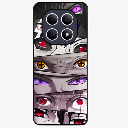 Eyes of Destiny Glass Case showing flat back view with striking eye themed artwork and glossy glass finish.