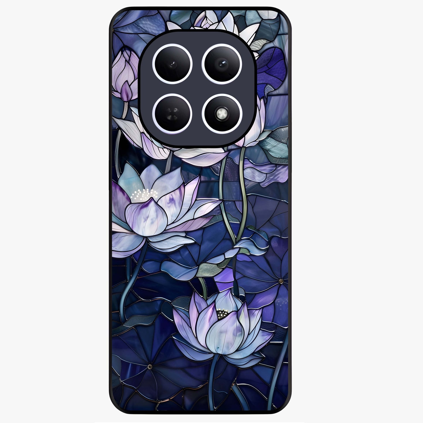 Gloss Petal Rush Glass Case showing flat back view with glossy flower petal artwork and smooth glass finish.