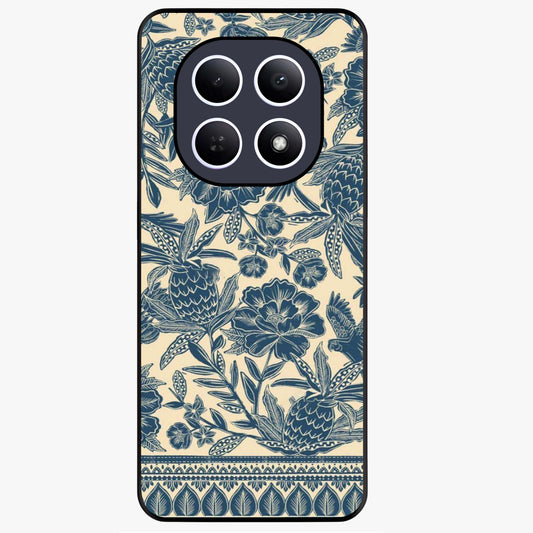 Heirloom Wild Bloom Glass Case showing flat back view with vintage inspired wild flower artwork and glossy glass finish.