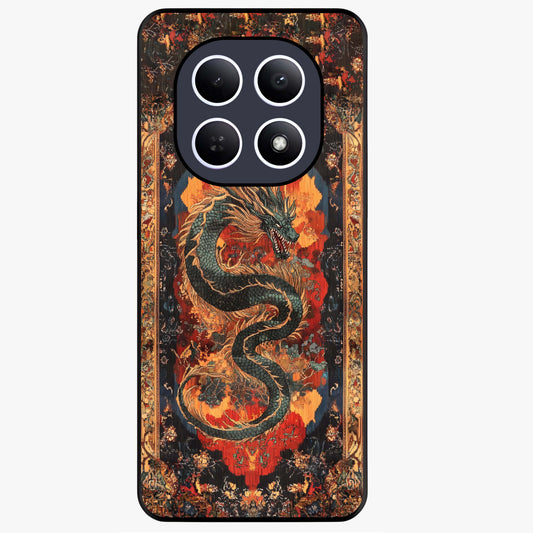 Inferno Dragon Soul Glass Case showing flat back view with fiery dragon artwork and glossy glass finish.