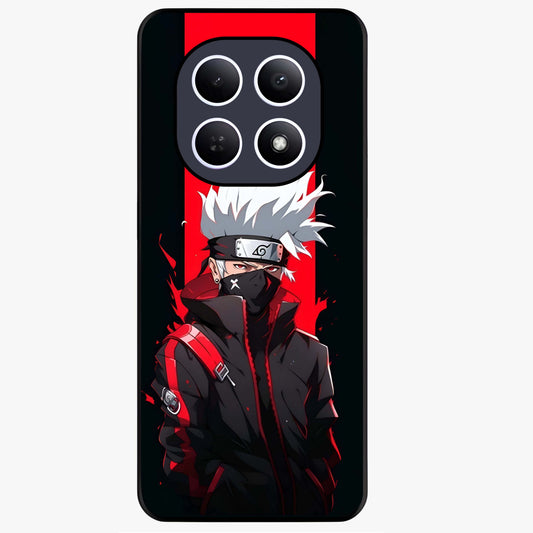 Kakashi Scarlet Shadow Glass Case showing flat back view with powerful anime ninja artwork and glossy glass finish.