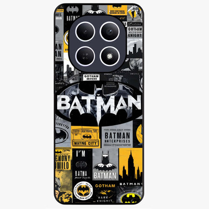 Knight Gotham Rise Glass Case showing flat back view with dark hero inspired artwork and glossy glass finish.