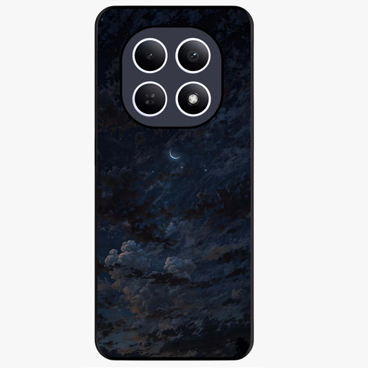 Lunar Veil Silence Glass Case showing flat back view with mystical moon veil artwork and glossy glass finish.
