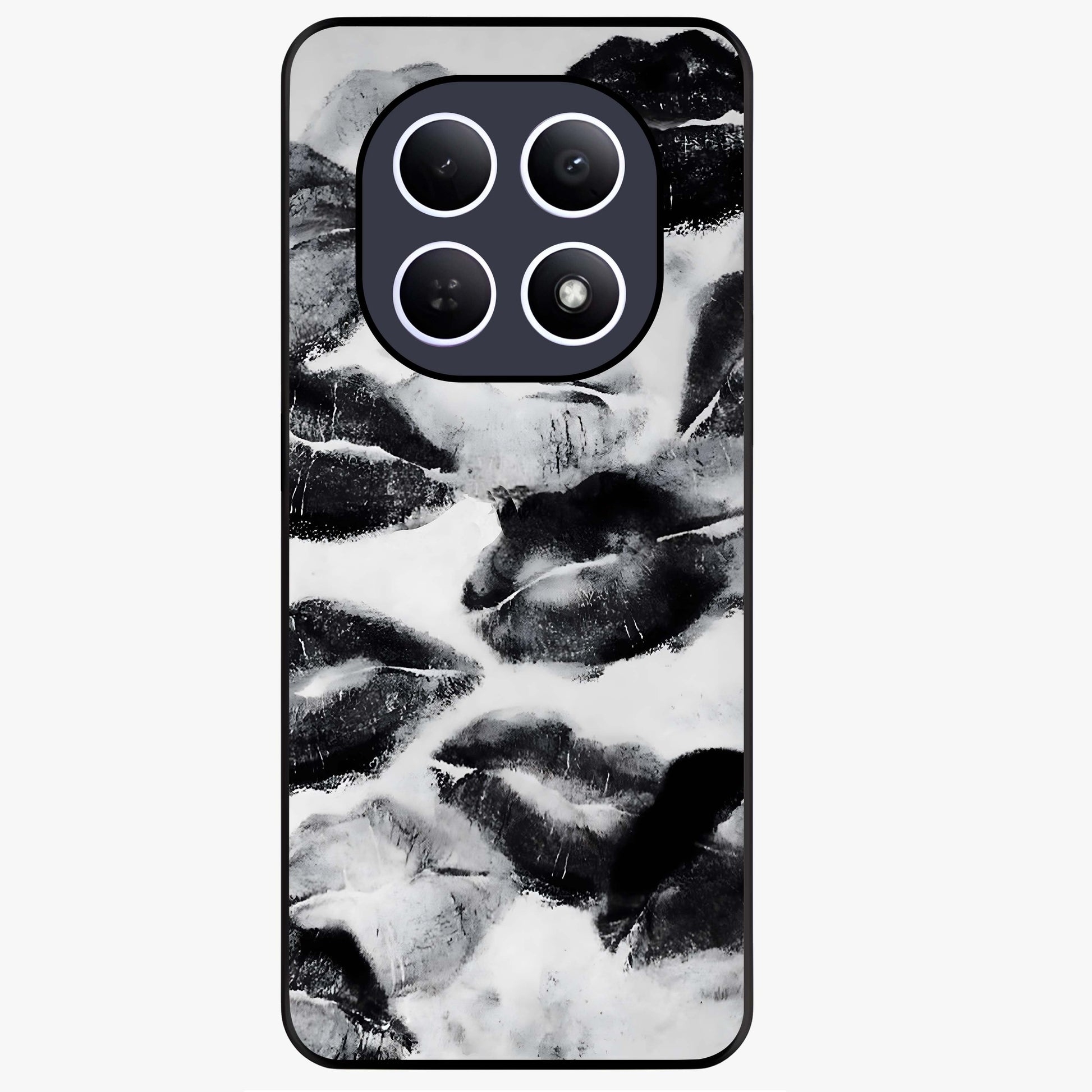 Midnight Kiss Marks Glass Case showing flat back view with lipstick kiss mark artwork and glossy glass finish.