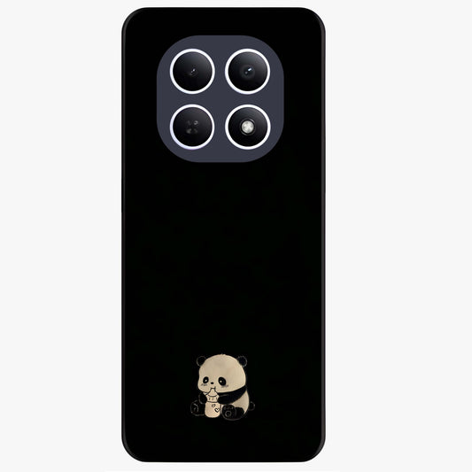 Midnight Panda Love Glass Case showing flat back view with cute panda themed artwork and glossy glass finish.