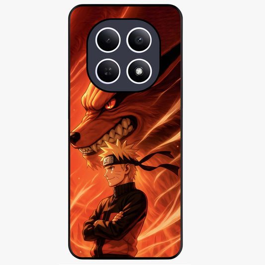 Nine Tails Legacy Glass Case showing flat back view with powerful nine-tailed fox inspired artwork and glossy glass finish.