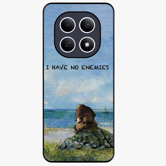Peace Beyond War Glass Case showing flat back view with symbolic peace themed artwork and glossy glass finish.