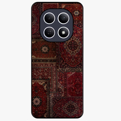 Persian Velvet Tale Glass Case showing flat back view with luxurious Persian velvet pattern artwork and glossy glass finish.