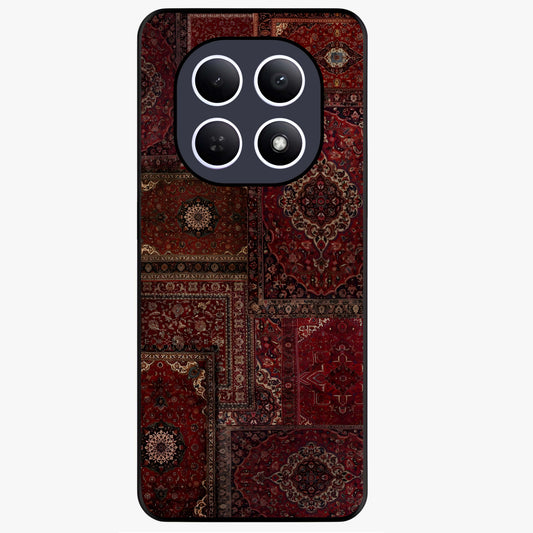 Persian Velvet Tale Glass Case showing flat back view with luxurious Persian velvet pattern artwork and glossy glass finish.