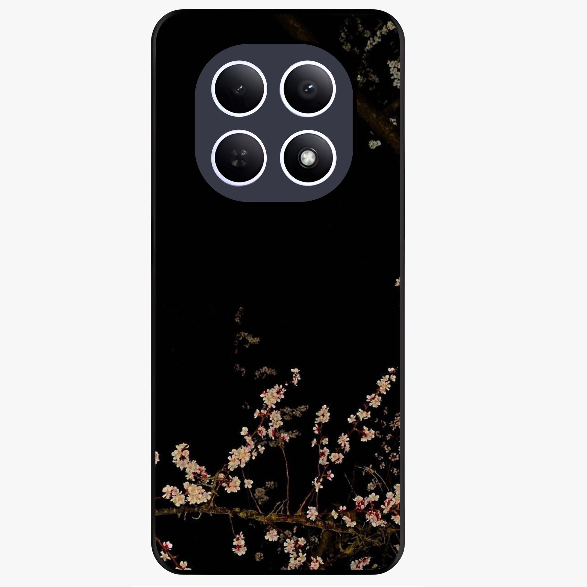 Petal Moon Light With Custom Name Glass Case showing flat back view with floral moonlight artwork and personalized name design.