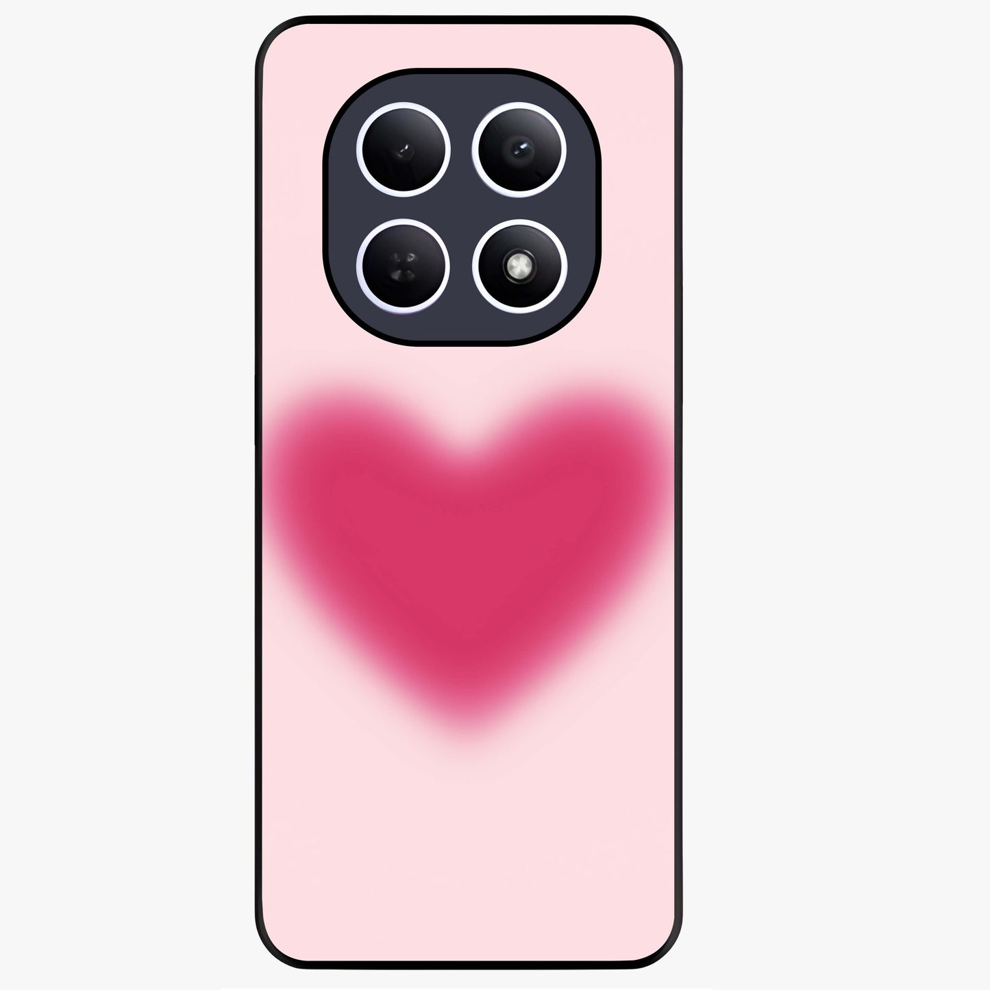 Pink Aura Heart Glass Case showing flat back view with glowing heart artwork and glossy glass finish.