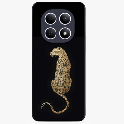 Regal Leopard Glass Case showing flat back view with bold leopard artwork and glossy glass finish.