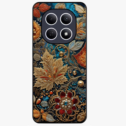 Royal Jewel Garden Glass Case showing flat back view with decorative floral garden artwork and glossy glass finish.