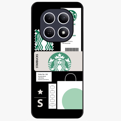 Starbucks Mocha Glass Case showing flat back view with coffee inspired artwork and glossy glass finish.