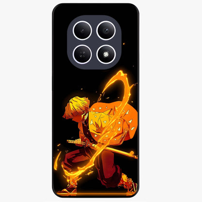 Thunder Flame Execution Glass Case showing flat back view with powerful flame and lightning artwork and glossy glass finish.