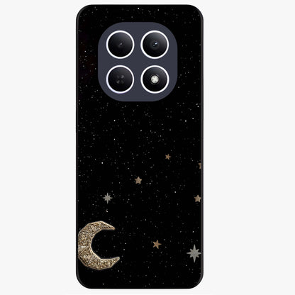 Twinkle Star With Half Moon Glass Case showing flat back view with star and half moon artwork and glossy glass finish.
