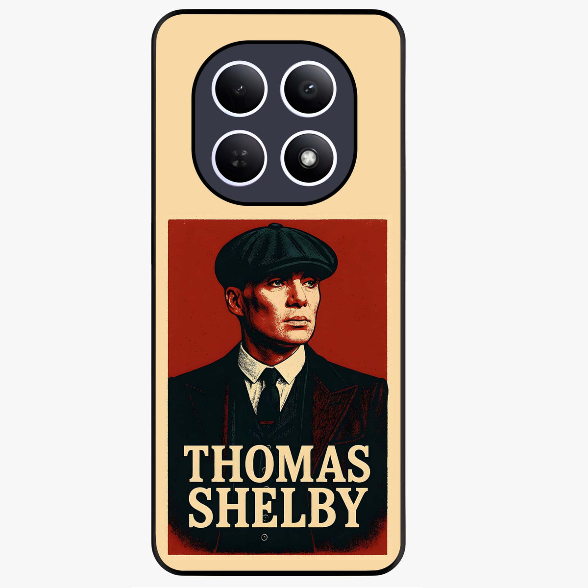 Vintage Mafia Authority Glass Case showing flat back view with bold vintage mafia inspired artwork and glossy glass finish.