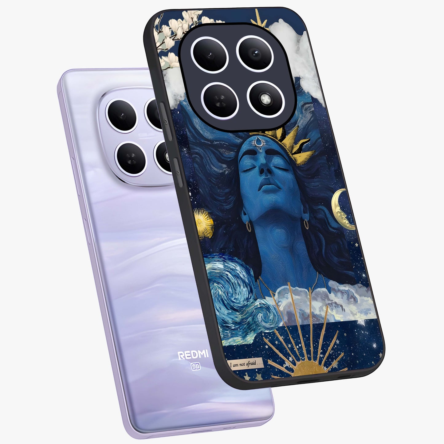 Aesthetic Lord Shiva Glass Case displayed in angled mockup highlighting spiritual Shiva illustration and sacred aesthetic design.