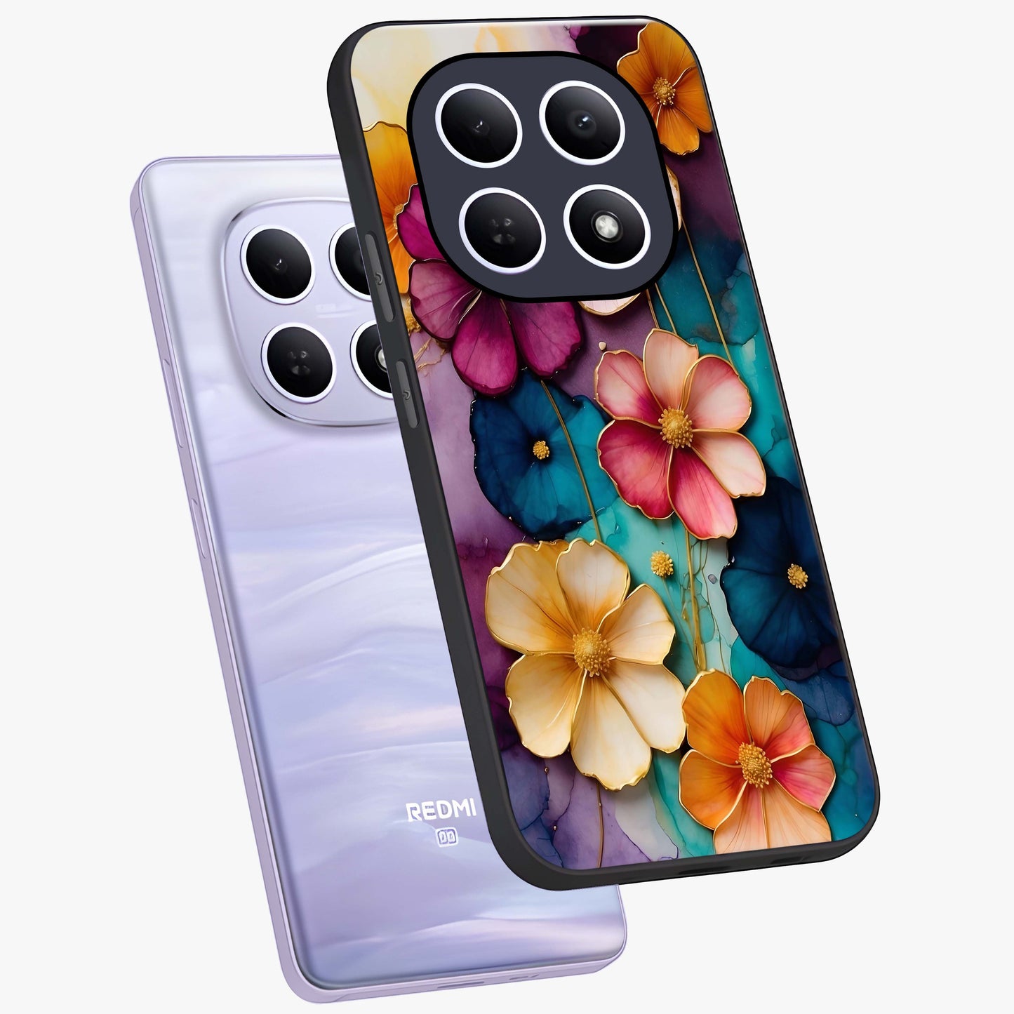Artlyn Grace Flower Pattern Glass Case displayed in angled mockup highlighting delicate flower pattern design and smooth glass surface.