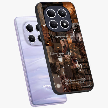 Bittersweet Aesthetic Chaos Glass Case displayed in angled mockup highlighting expressive abstract artwork and edgy aesthetic theme.