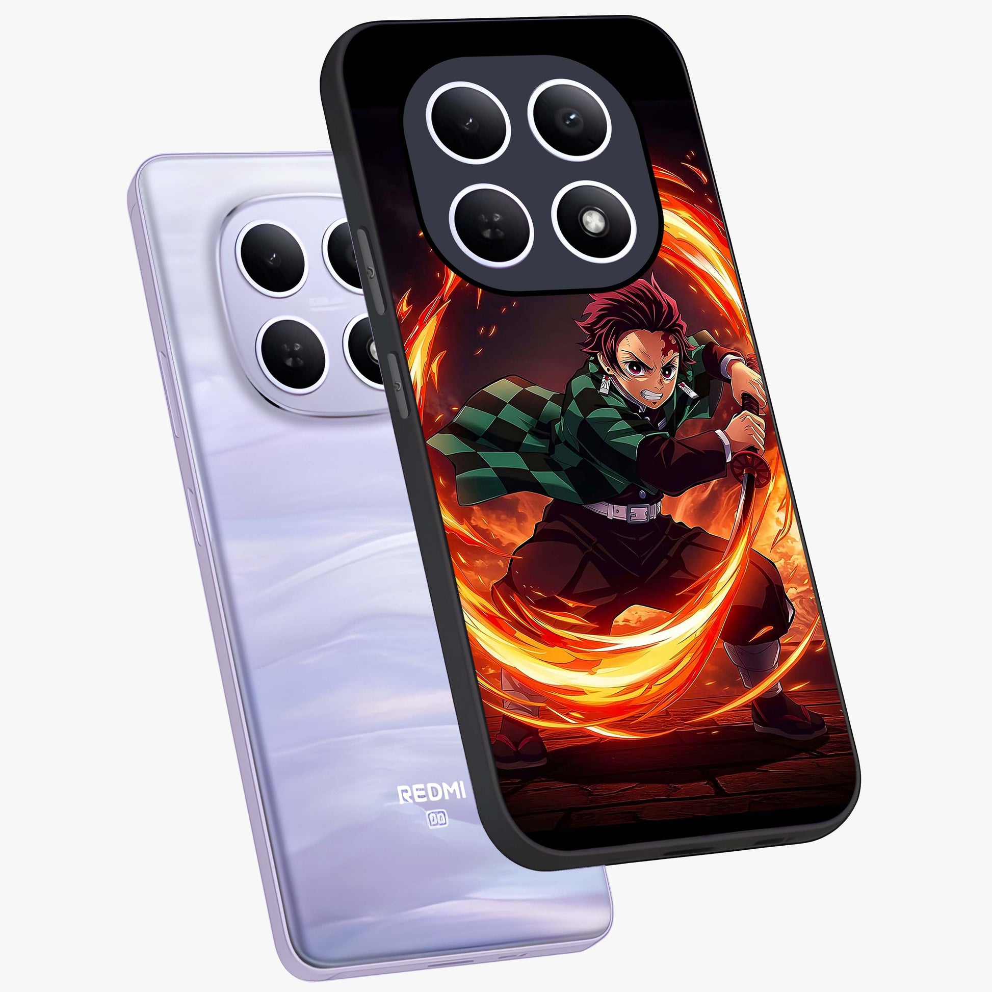 Blazing Sword Resolve Glass Case displayed in angled mockup highlighting powerful sword illustration and bold fantasy theme.