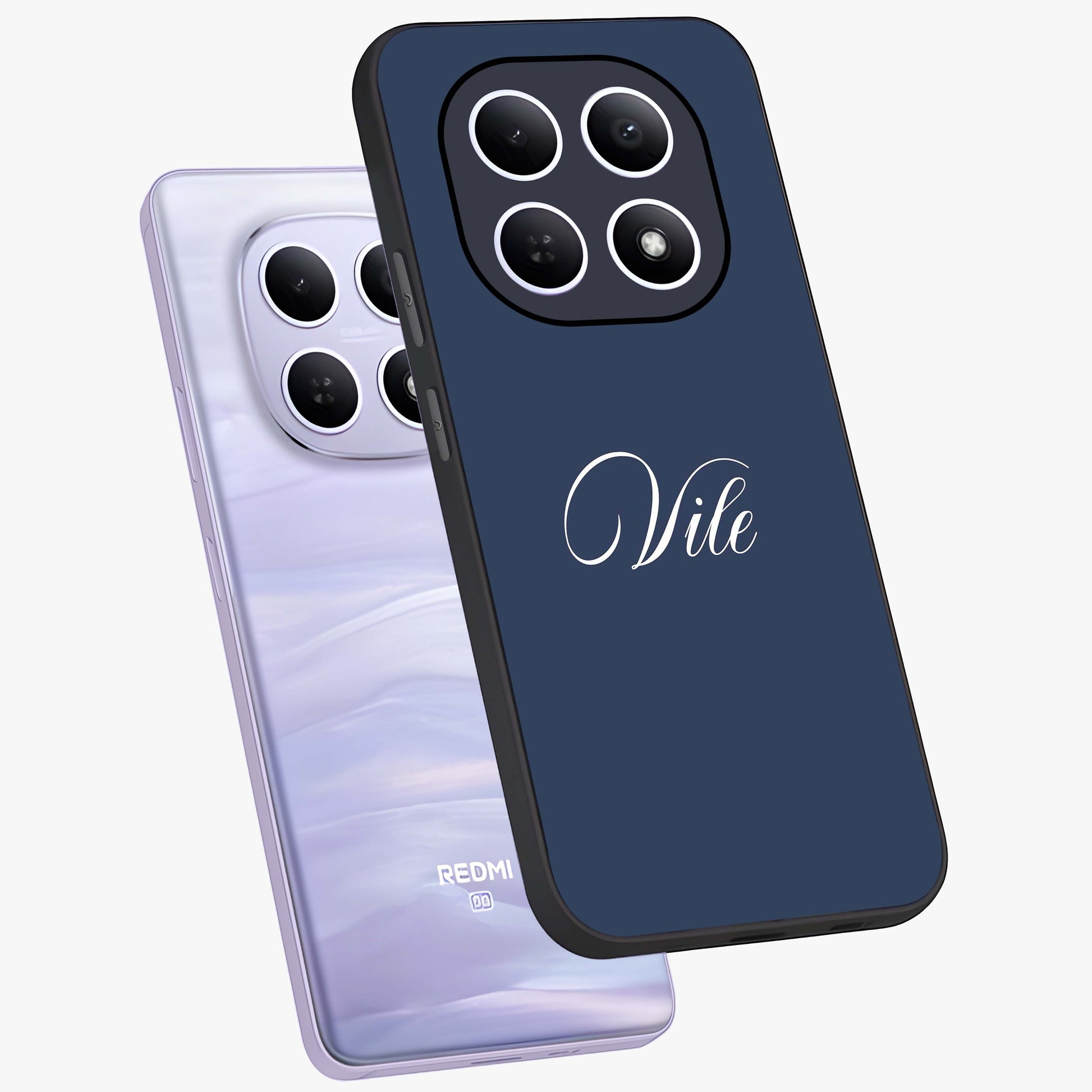 Blue Vintage Floral Pattern Glass Case showing flat back view with elegant vintage floral artwork and glossy glass finish.