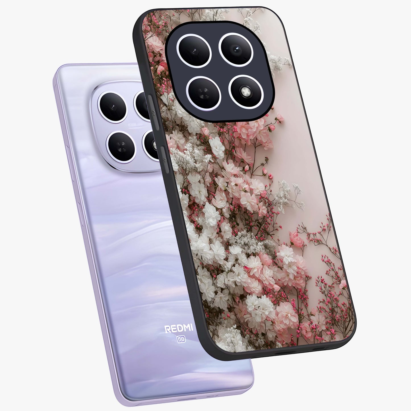 Blush Blossom Cloud Glass Case displayed in angled mockup highlighting soft cloud and blossom design with pastel aesthetic.